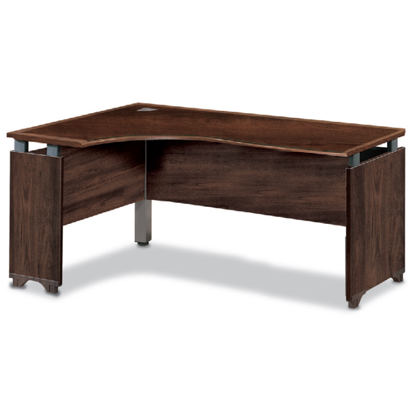 PWOD ㄱ자 목재 책상(유리포함)