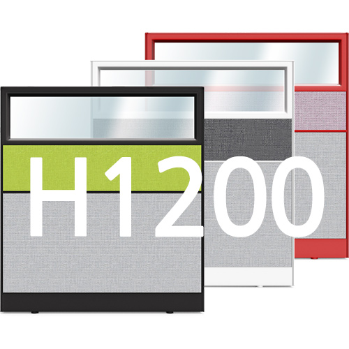 컬러프레임 PVC 45T 고급 투톤 반유리 파티션 H1200