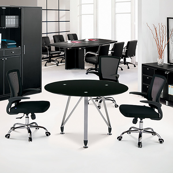 AGR 유리 원형테이블(블랙)