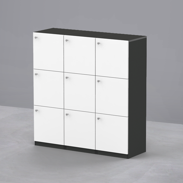 심플즈 3단 사물함 (D400 / NO.307 / 매트블랙 바디)