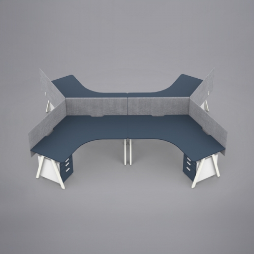 심플즈 A7 120도 책상 4인 (NO.249 / 스크린 별도)