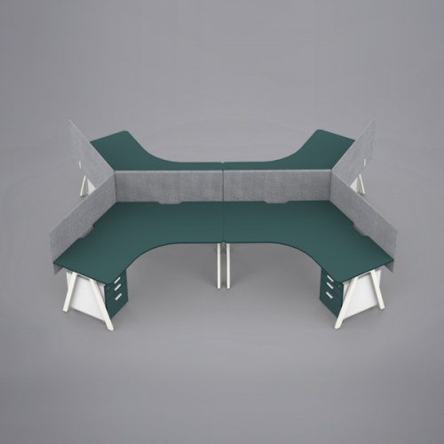 심플즈 A7 120도 책상 4인 (NO.249 / 스크린 별도)