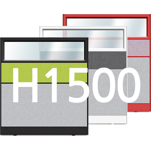 컬러프레임 PVC 45T 고급 투톤 반유리 파티션 H1500