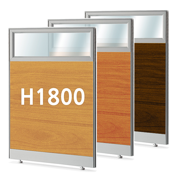 알루미늄 60T 반유리 우드파티션 높이 1800